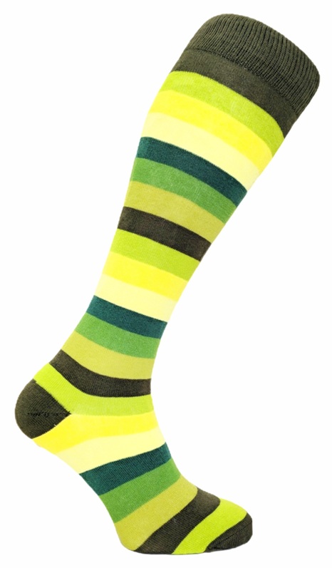 Knästrumpor Green Rainbow Thick Striped