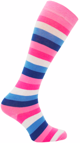 Knästrumpor Pink Rainbow Thick Striped