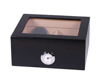 Humidor med glaslock - Svart Medium