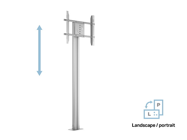 M Public Display Stand 210 HD Single Silver w. Floormount