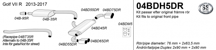 SPORTAVGASSYSTEM 3"  Golf 7 - 2x80 mm (Multilink bakaxel) - 2