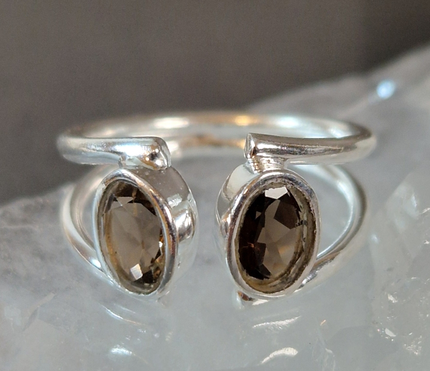 Ställbar silverring med Oval cabochon - 4