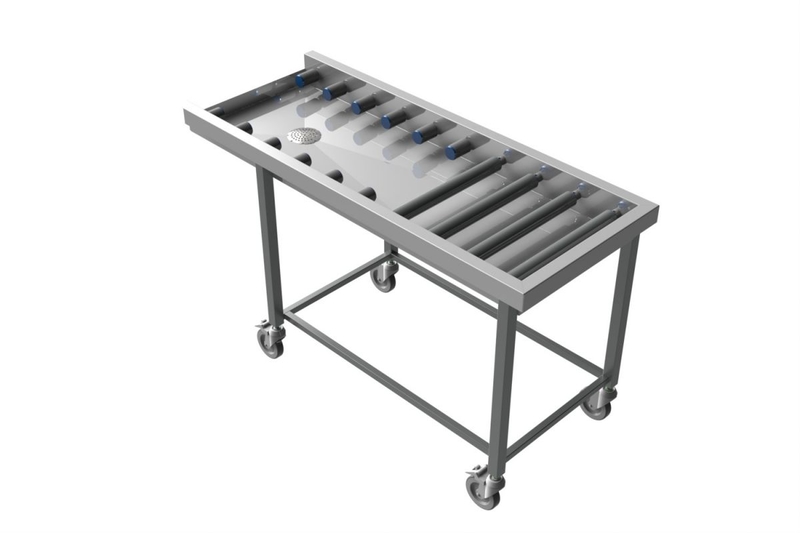 Molins Rostfri utsvängbar rullbana 625mm djup