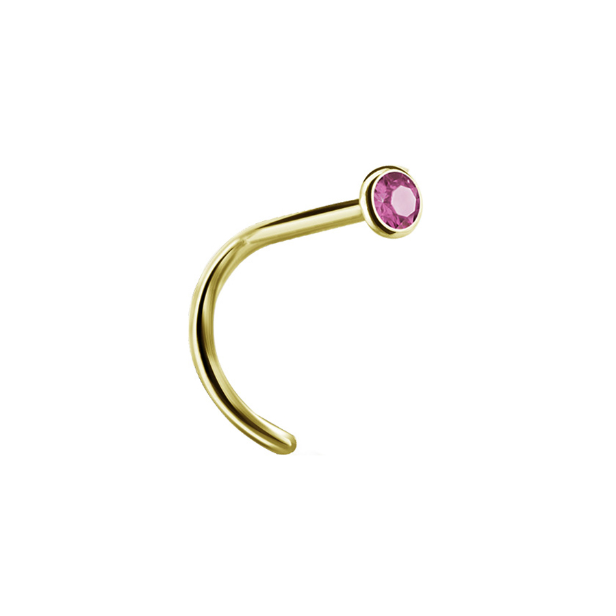 Nässmycke 0,8 mm - 2,35 mm - 24K guld PVD - rosa kristall