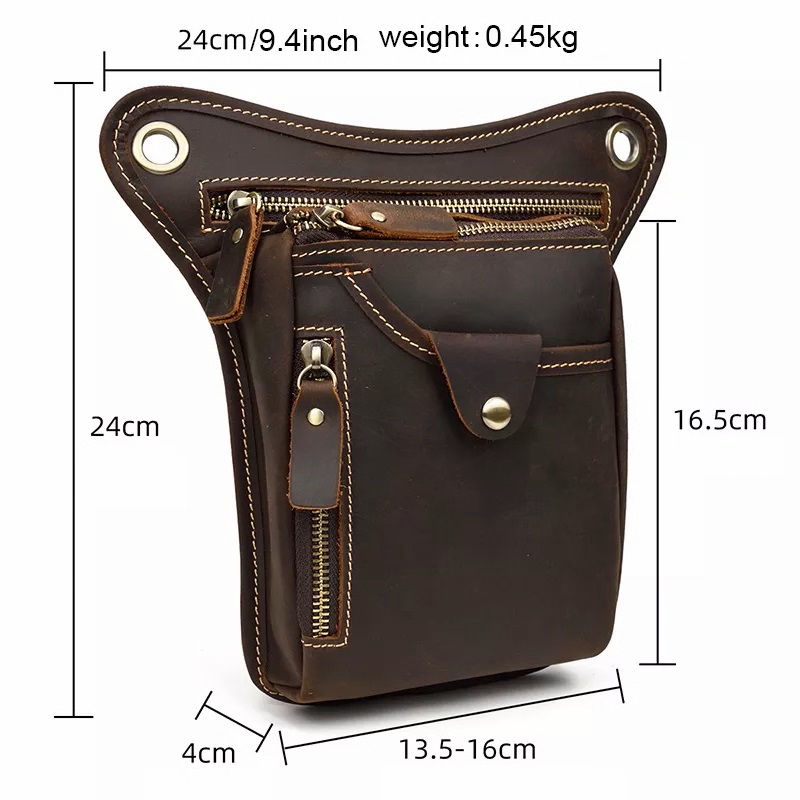 Lårveske Biker Brown Genuine Genuine Leather (22 X 3,5 X 15 cm) - 2