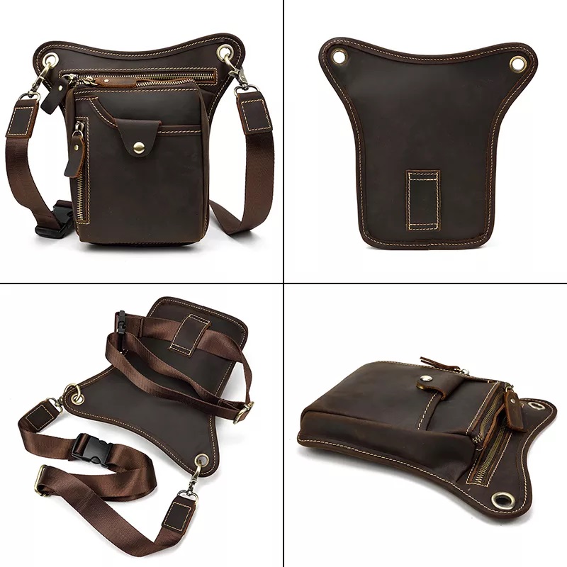 Lårveske Biker Brown Genuine Genuine Leather (22 X 3,5 X 15 cm) - 4