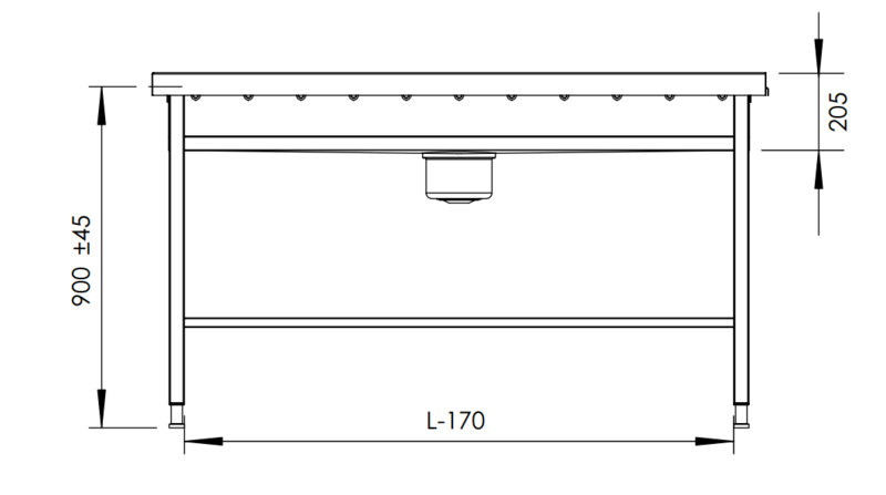 Molins Diskinlämningsbänk Bassäng & Lutande Galler 1135mm djup - 3