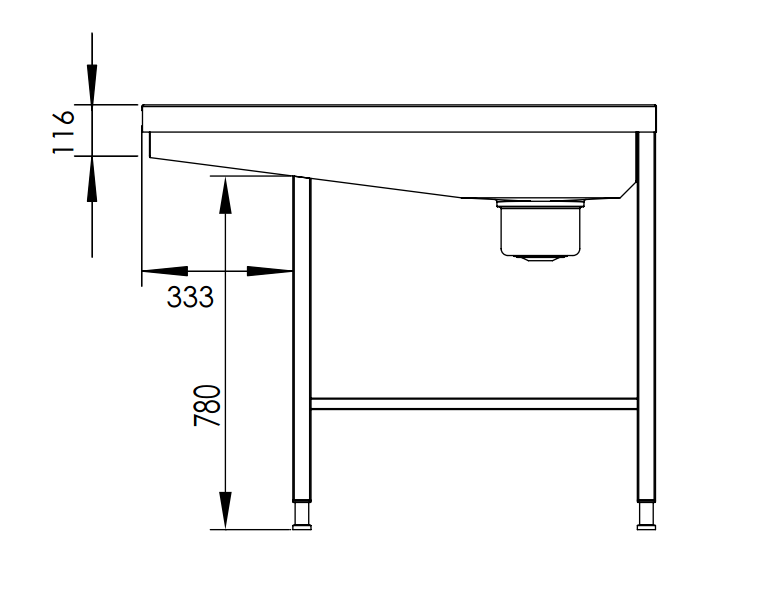 Molins Diskinlämningsbänk Bassäng & Lutande Galler 1135mm djup - 4