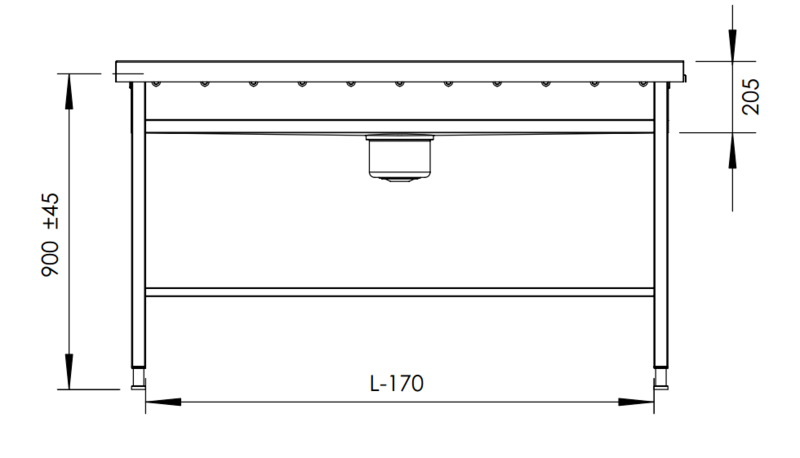 Molins Diskinlämningsbänk Bassäng & Rakt Galler 1135mm djup - 3