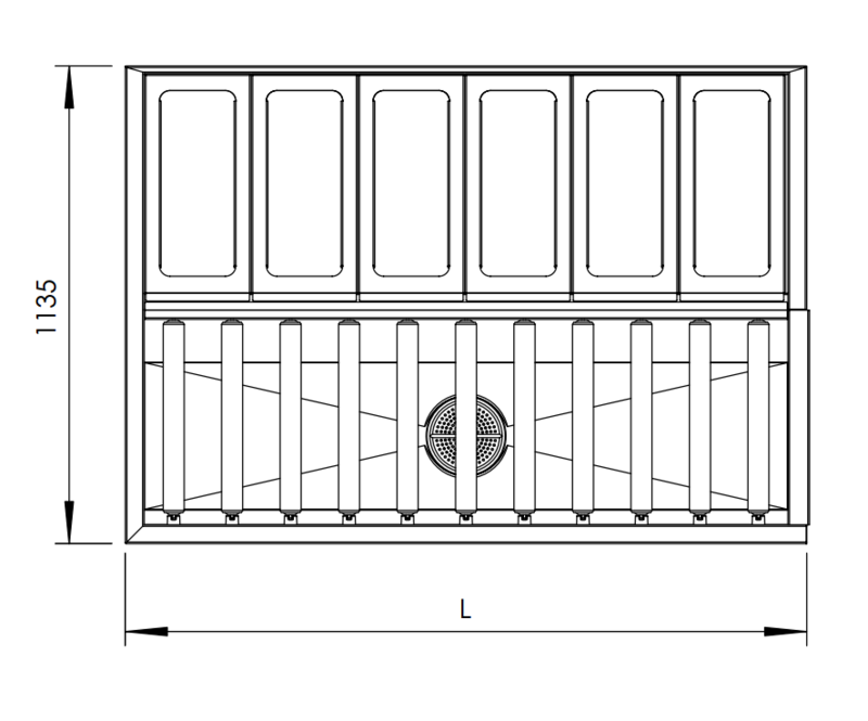 Molins Diskinlämningsbänk Bassäng & Rakt Galler 1135mm djup - 2