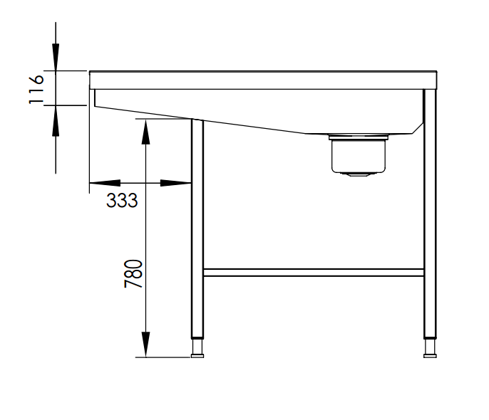 Molins Diskinlämningsbänk Bassäng & Rakt Galler 1135mm djup - 4