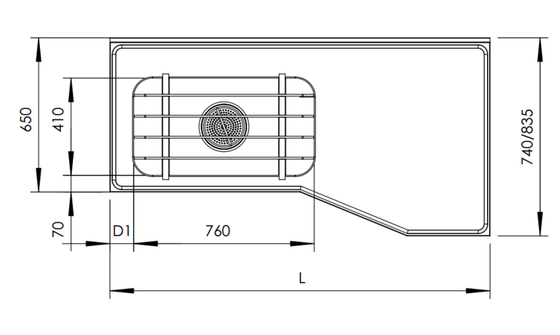 Molins Gd-Inmatningsbänk med DE-76 1600x650/x900mm - 2