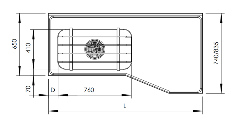 Molins Gd-Inmatningsbänk med DE-76 & hög bakkant 1600x650/x900mm - 2