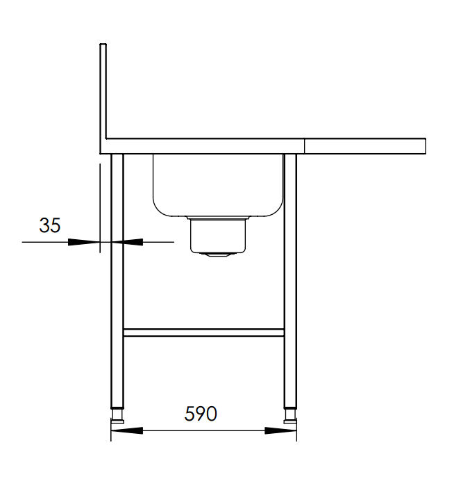 Molins Gd-Inmatningsbänk med DE-76 & hög bakkant 1600x650/x900mm - 4