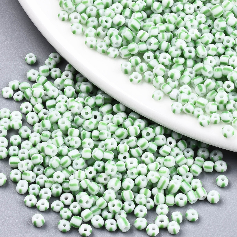 Seedbeads 8/0 randig grön - 2
