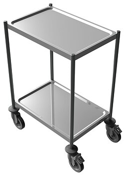 Rostfri minibordsvagn 2-plan. 625x415x900mm