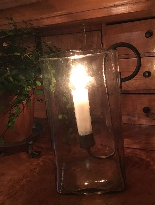 Lykta - Ljuslykta - Glasvas med ljushållare - Munblåst - 2