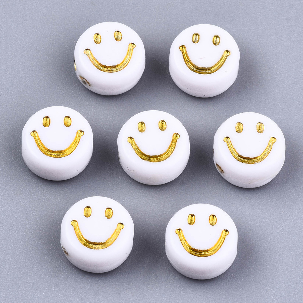 Akrylpärlor smiley gubbar guld ca 50 st - 3