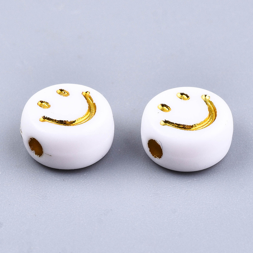 Akrylpärlor smiley gubbar guld ca 50 st - 2