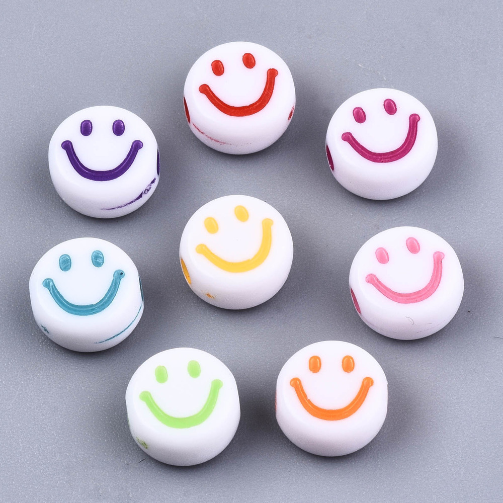 Akrylpärlor smiley gubbar ca 50 st mixade färger - 3