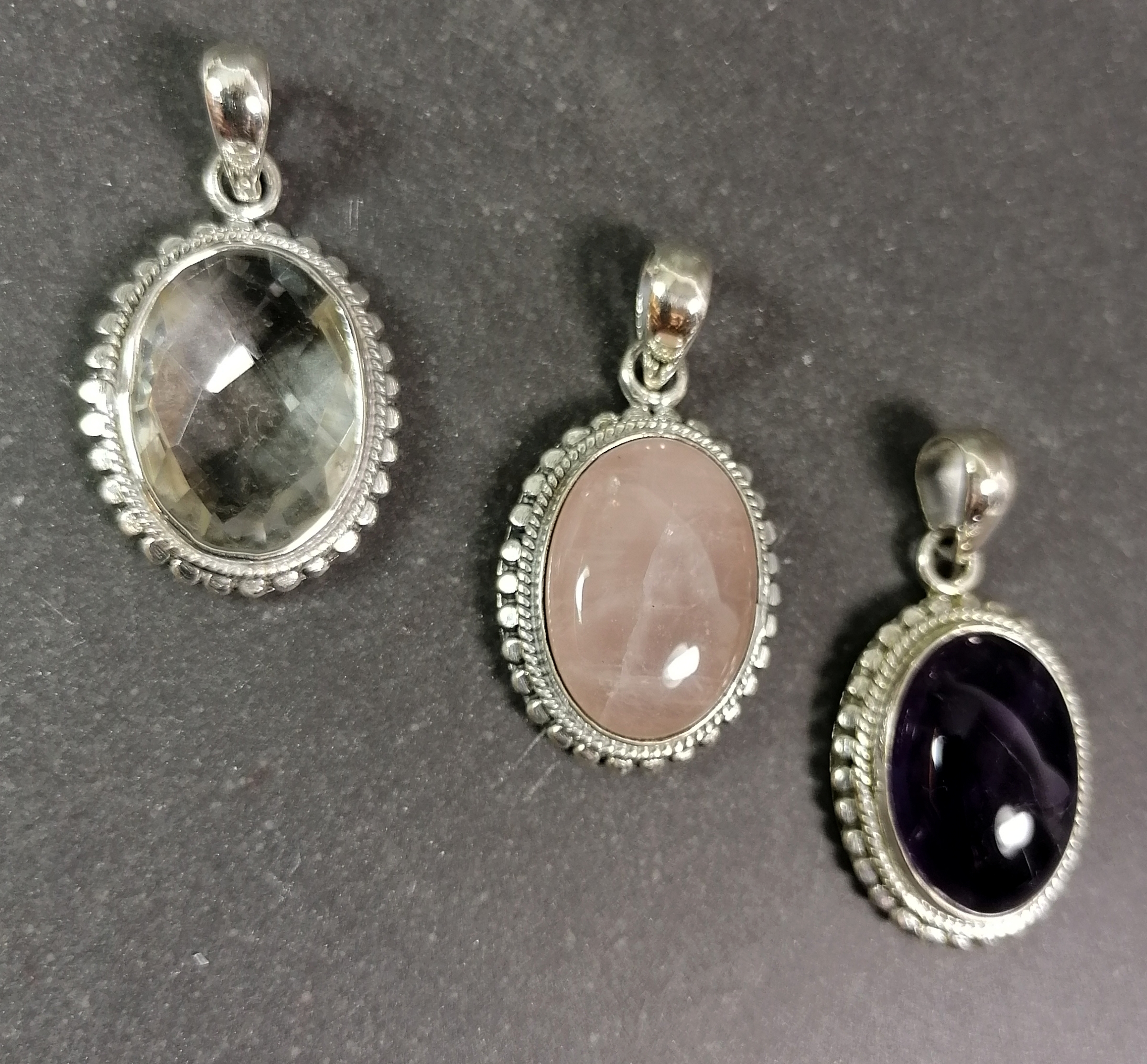 Ovalt Sterling silver filigran cabochon hänge   - 2
