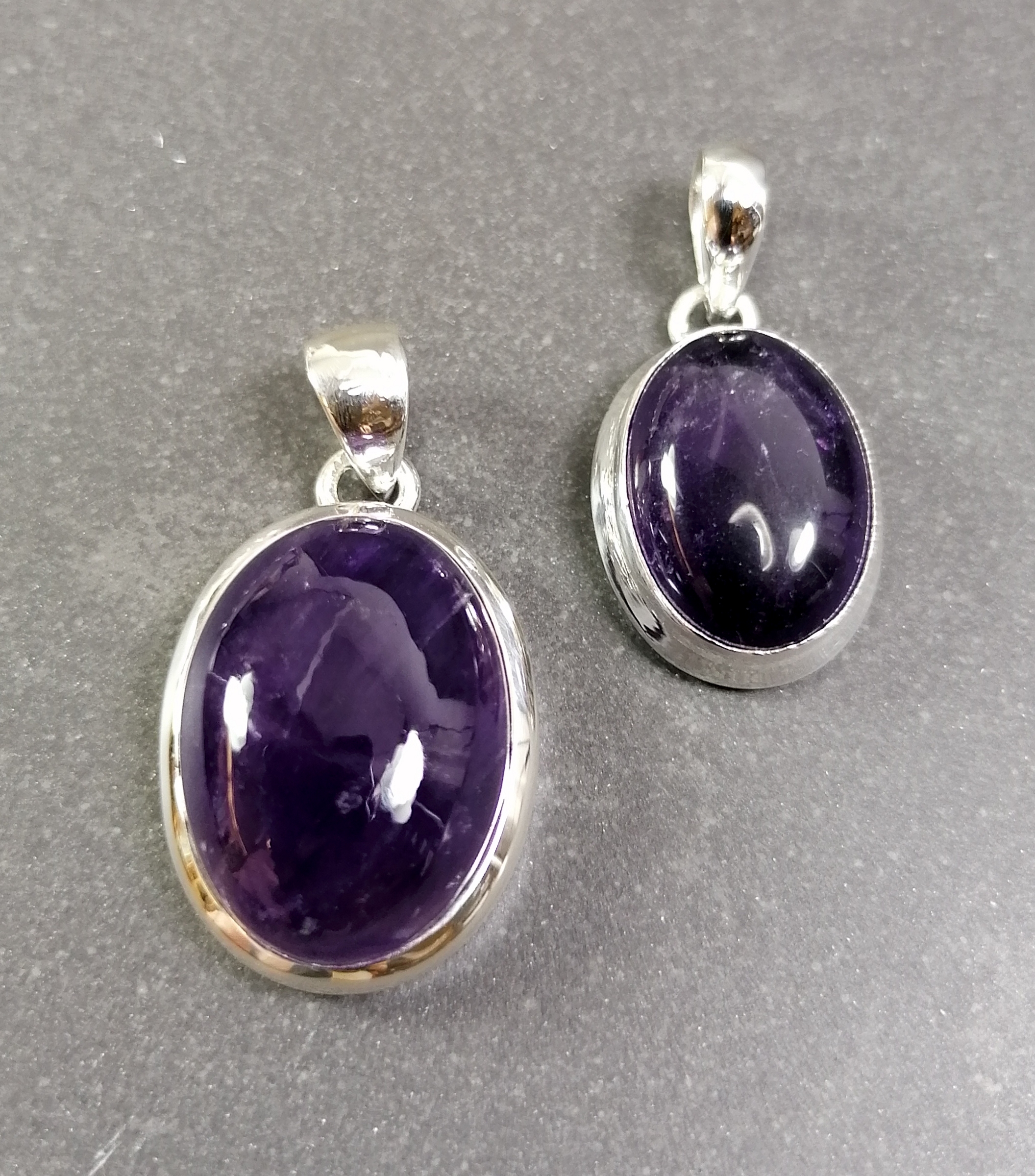 Ovalt Sterling silver hänge med ametist cabochon  - 2