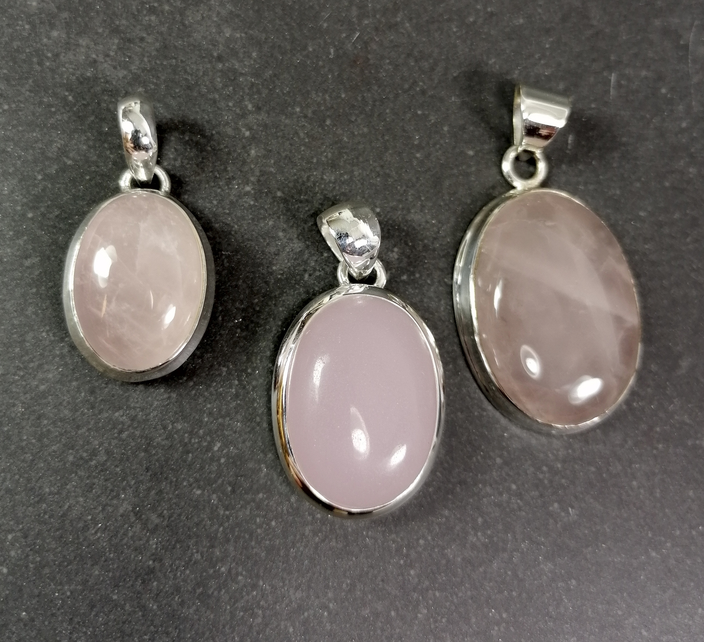 Ovalt Sterling silver cabochon hänge med Rosenkvarts - 2