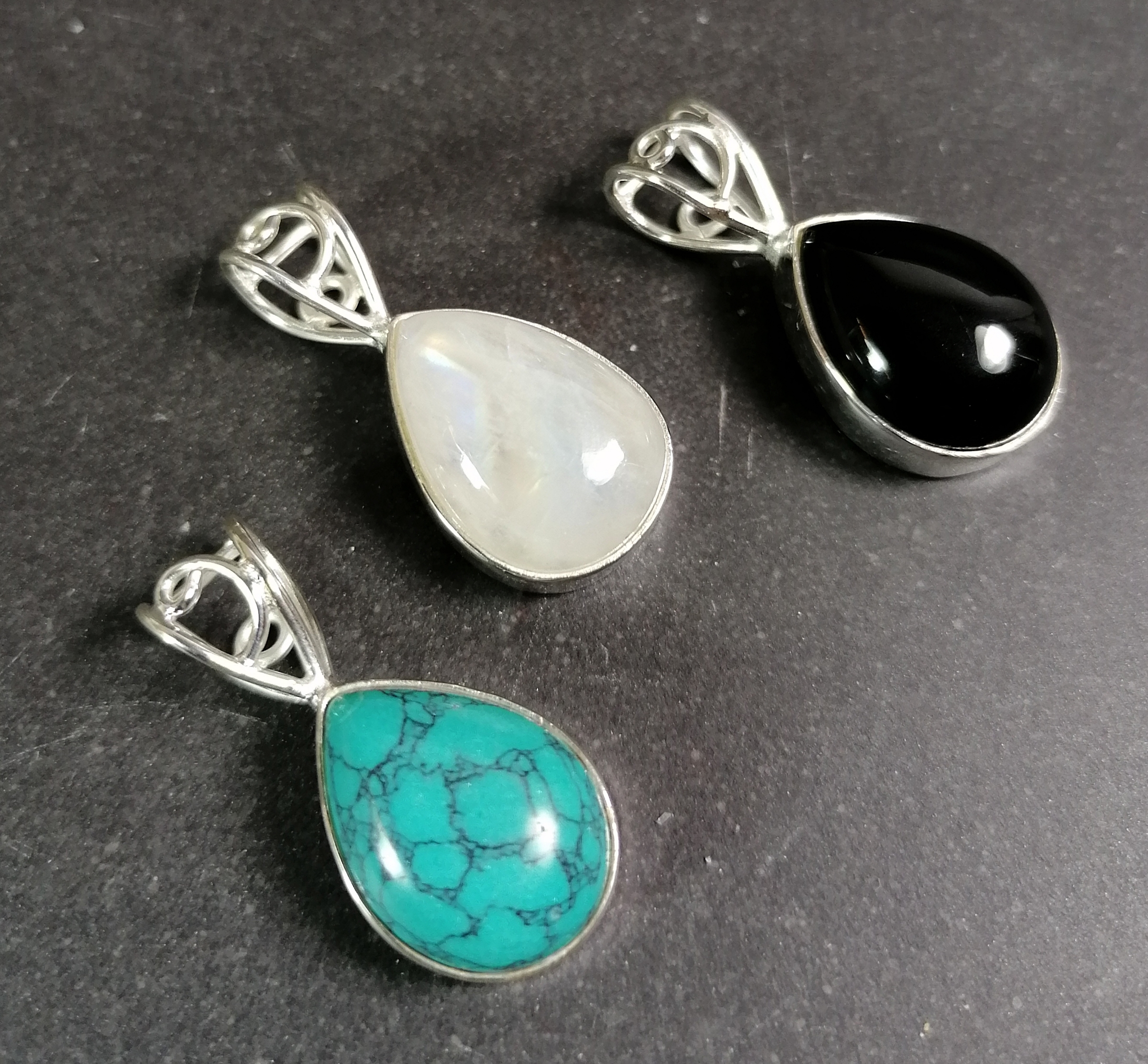 Silverhänge med Cabochon - Drop - 2