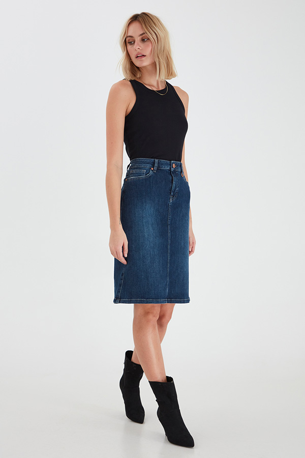 Pulz - Danni Skirt Dark Blue Denim - 3