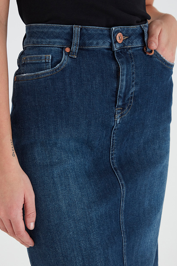 Pulz - Danni Skirt Dark Blue Denim - 7