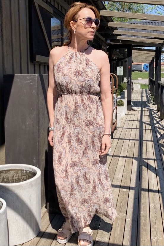 Nekane - Pleated Long  Dress Dusty Rose