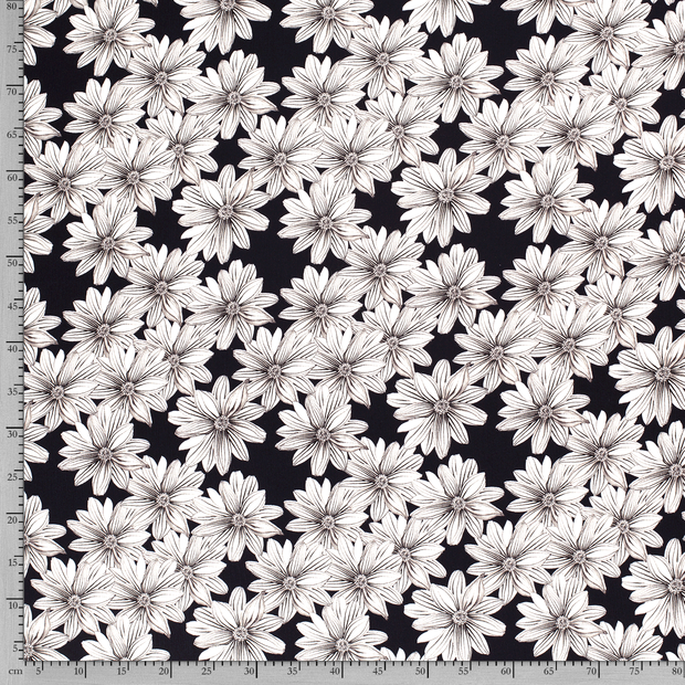CREPE VISCOSE -  FLOWER NAVY BLUE - 2
