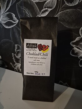 Förpackat Svart te, Choklad/chili, 100g, Aftek