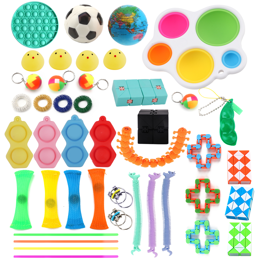 Fidget Toys - Leksakspaket för Vuxna och Barn - 43 delar Färgade Bubblor