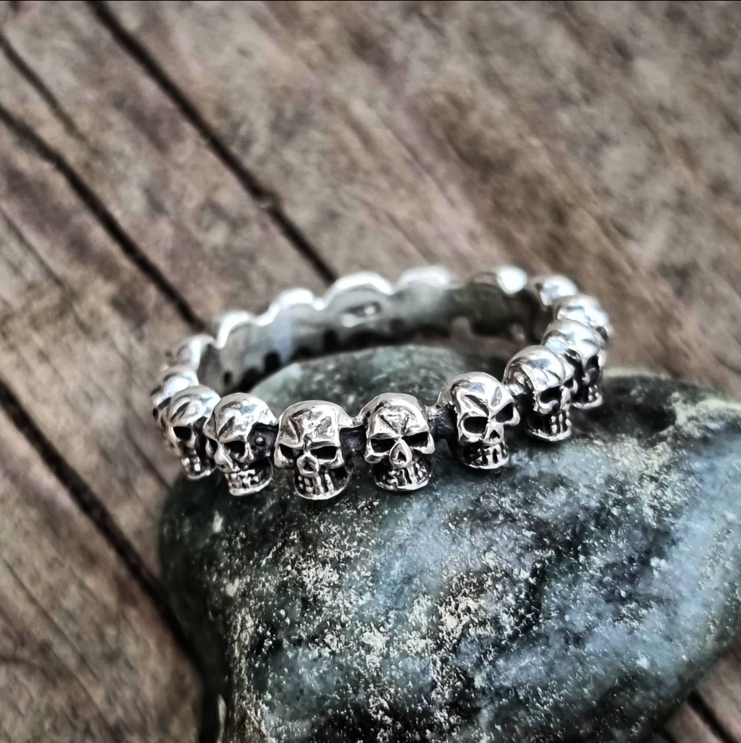 Ring 925 Silver - Ribbon Skulls