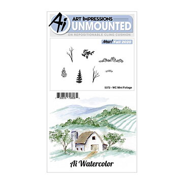 Art Impressions Watercolor Cling Rubber Stamps - Mini Foliage Set