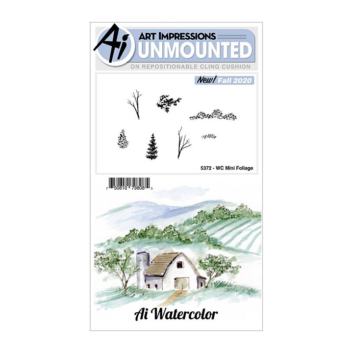 Art Impressions Watercolor Cling Rubber Stamps - Mini Foliage Set