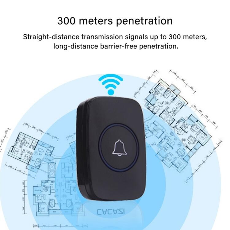 Trådlös Ringklocka 300 m LED IPX4 - Svart - 3
