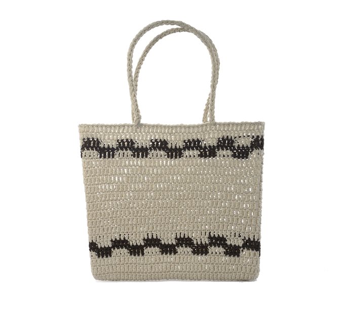 CROCHET BASKET BLACK LINE NATURAL CEANNIS