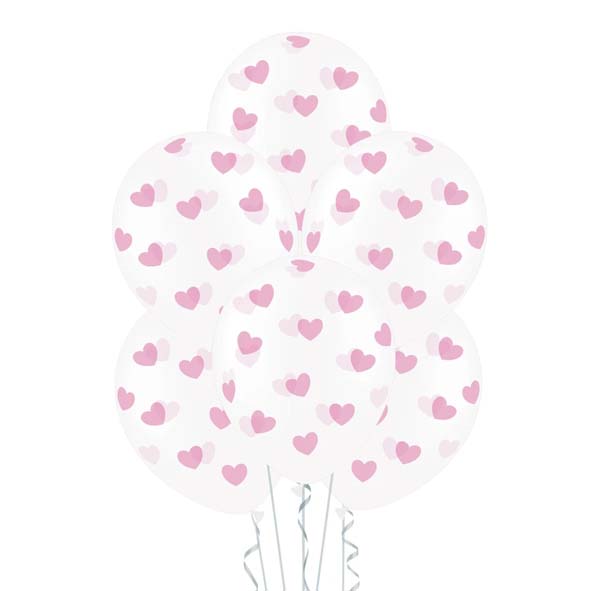 BALLONGER | 6-pack | Rosa hjärtan