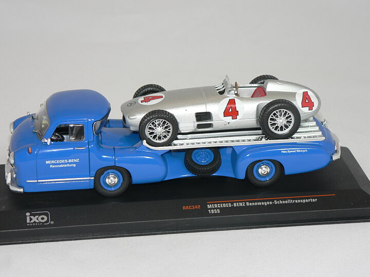 Mercedes Benz  ( Biltransport 1955 ) Tävlings bil ingår ej  Atlas 1:43