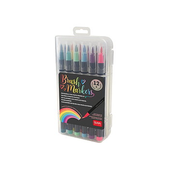 Brush markers, sæt med 12 penne