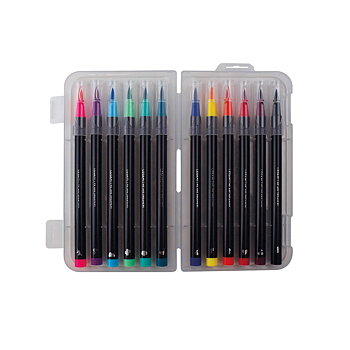 Brush markers, sæt med 12 penne