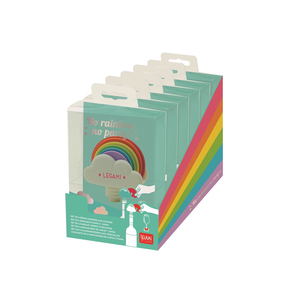 Flaskkork & set med 6 drink markers - No rainbow no party! - 2