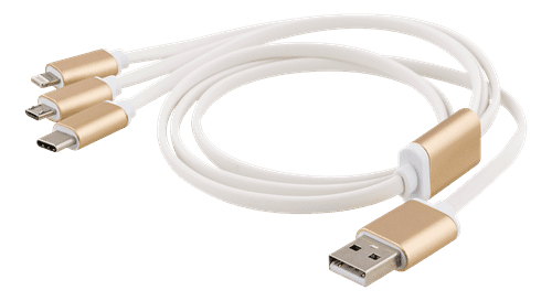 Epzi 3-i-1 Kabel Lightning/Micro/USB-C - 1 m - Vit