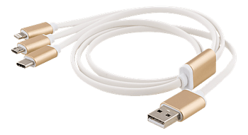 Epzi 3-i-1 Kabel Lightning/Micro/USB-C - 0,5 m - Guld