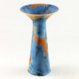 Isak Isaksson (2020) Unique Trumpet Vase with Blue/Orange Crystalline Glaze 14 cm