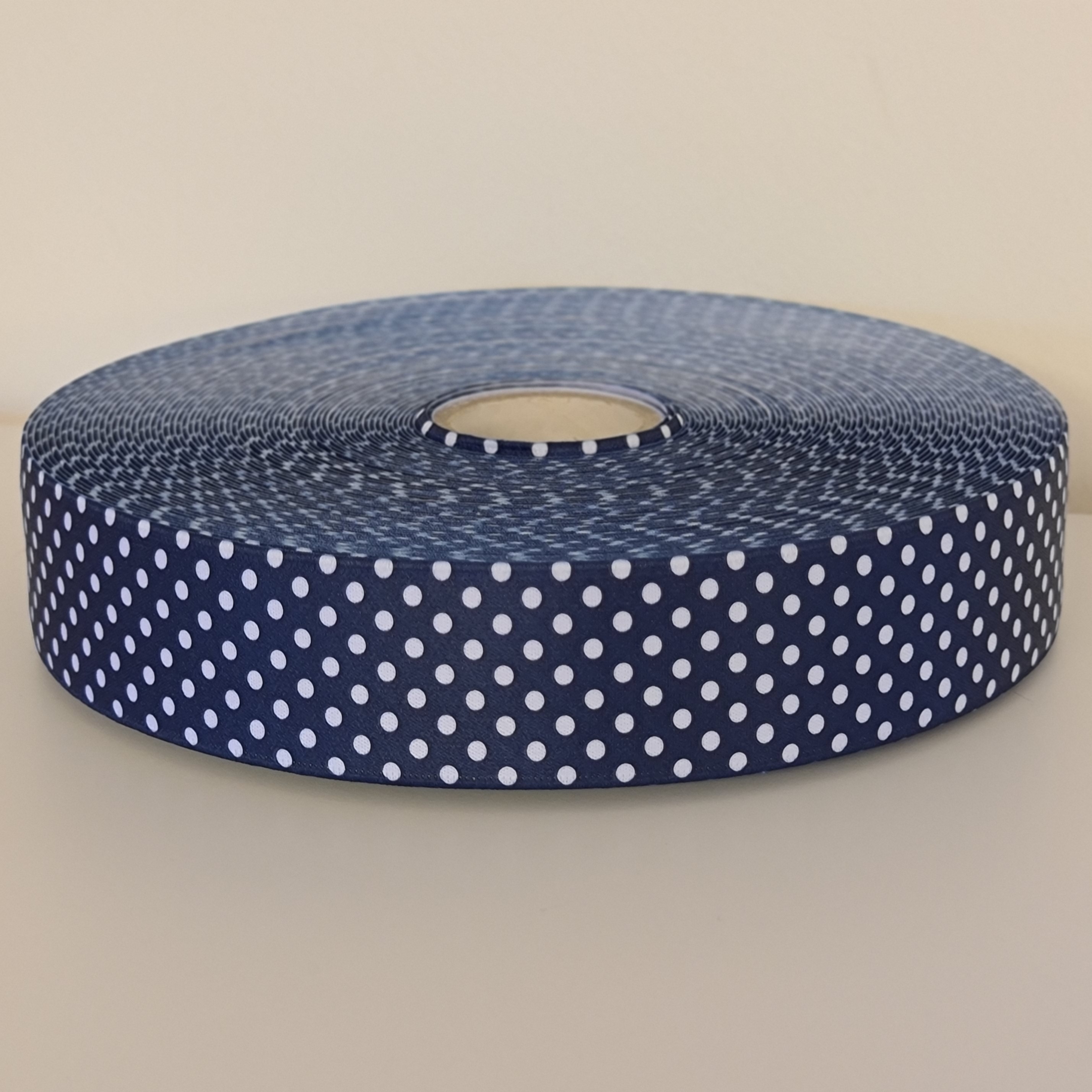 Resår 40mm - prickar marinblå