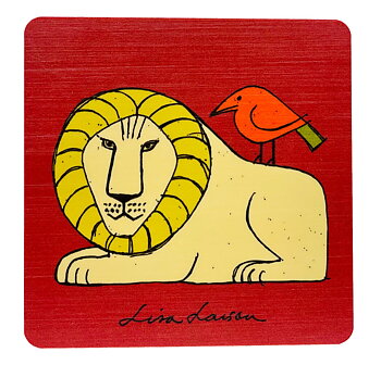 Lisa Larson Glasunderlägg - Lion & Bird Dark red
