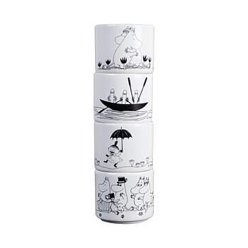 Egg cups Moomin 4 pcs in black/white 